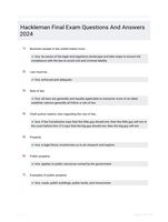 Hackleman Final Exam Questions And Answers 2024