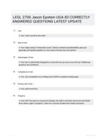 LEGL 2700 Jason Epstein UGA 83 CORRECTLY ANSWERED QUESTIONS LATEST UPDATE