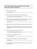 York Real Estate Exam Questions Correctly  Answered |100% VERIFIED