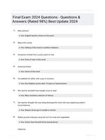 Final Exam 2024 Questions - Questions & Answers (Rated 98%) Best Update 2024
