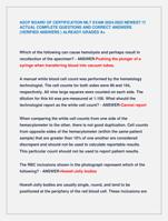 ASCP BOARD OF CERTIFICATION MLT EXAM 2024-2025 NEWEST !!!  ACTUAL COMPLETE QUESTIONS AND CORRECT ANSWERS  (VERIFIED ANSWERS