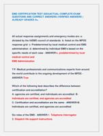 EMD CERTIFICATION TEST 2024|ACTUAL COMPLETE EXAM  QUESTIONS AND CORRECT ANSWERS (VERIFIED ANSWERS )  ALREADY GRADED A+.