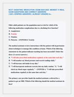 NCCT ASSISTING/ MEDICATION EXAM 2024-2025 NEWEST !!! REAL  EAXM QUESTIONS AND CORRECT ANSWERS  (100% VERIFIED ANSWERS )