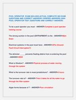 POOL OPERATOR EXAM 2024-2025-ACTUAL COMPLETE 300 EXAM  QUESTIONS AND CORRECT ANSWERS (VERIFIED ANSWERS