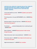 CERTIFIED POOL OPERATOR EXAM 2024-2025-ACTUAL COMPLETE  300 EXAM QUESTIONS AND CORRECT ANSWERS (VERIFIED  ANSWERS )