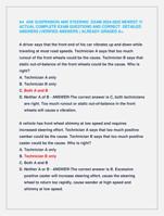 A4 ASE SUSPENSION AND STEERING EXAM 2024-2025 NEWEST !!!  ACTUAL COMPLETE EXAM QUESTIONS AND CORRECT DETAILED  ANSWERS