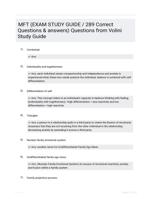 MFT (EXAM STUDY GUIDE / 289 Correct Questions & answers) Questions from Volini Study Guide