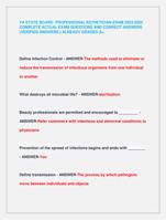 VA STATE BOARD PROFESSIONAL ESTHETICIAN EXAM 2024-2025  COMPLETE ACTUAL EXAM QUESTIONS AND CORRECT ANSWERS