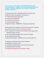 HOS 140 HEALTH INSURANCE AND REIMBURSEMENT EXAM  2024/2025 NEWEST !!! COMPLETE ACTUAL EXAm