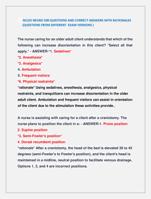 NCLEX NEURO 500 QUESTIONS AND CORRECT ANSWERS WITH RATIONALES  (QUESTIONS FROM DIFFERENT EXAM VERSIONS