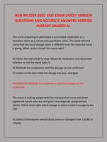 HESI RN 2024-2025 EXIT EXAM LATEST VERSION  QUESTIONS AND ACCURATE ANSWERS VERIFIED  ALREADY GRADED A+