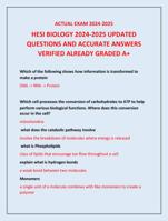 HESI BIOLOGY 2024-2025 UPDATED  QUESTIONS AND ACCURATE ANSWERS  VERIFIED ALREADY GRADED A+