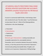 ATI MENTAL HEALTH PROCTORED FINAL EXAM  REVIEW UPDATED QUESTIONS ANF ACCURATE  ANSWERS