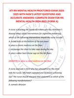 ATI RN MENTAL HEALTH PROCTORED EXAM 2024- 2025 WITH NGN'S LATEST QUESTIONS AND  ACCURATE ANSWERS: COMPLETE EXAM
