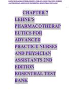 chapter 7 LEHNES PHARMACOTHERAPEUTICS FOR ADVANCED PRACTICE NURSES AND PHYSICIAN ASSISTANTS 2ND EXAM WITH CORRECT ANSWERS