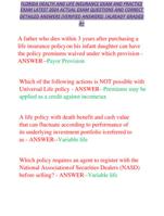 FLORIDA HEALTH AND LIFE INSURANCE exam