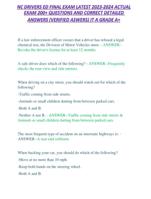 NC DRIVERS ED FINAL EXAM  2024