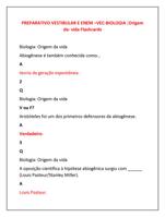 PREPARATIVO VESTIBULAR E ENEM VEC-BIOLOGIA : Origem  da- vida Flashcards