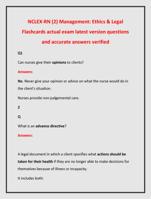 NCLEX-RN (2) Management: Ethics & Legal  Flashcards actual exam latest version questions  and accurate answers verified
