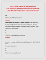 NCLEX-RN NCLEX-RN (2) Management of  Care Delegation & Multidisciplinary Team Flashcards  Latest Actual Exam