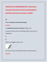 NCLEX-RN (1) FUNDAMENTALS: Intravenous  Therapy Flashcards Actual exam 88 updated  questions and correct answers verified