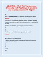 NCLEX-RN > NCLEX-RN (1) Fundamentals:  Diagnostic Tests Flashcards 73 questions  and accurate answers with diagram