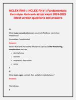 NCLEX-RN > NCLEX-RN (1) Fundamentals:  Electrolytes Flashcards actual exam 2024-2025  latest version questions and answer