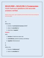 NCLEX-RN > NCLEX-RN (1) Fundamentals:  Fluids Flashcards questions and accurate  answers verified