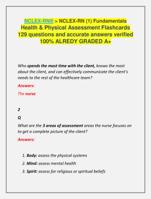 NCLEX-RN > NCLEX-RN (1) Fundamentals Health & Physical Assessment Flashcards  129 questions and accurate answers v