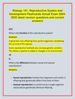 Biology 101: Reproductive System and  Development Flashcards Actual Exam 2024- 2025 latest version questions