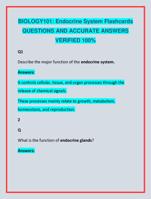 BIOLOGY101: Endocrine System Flashcards  QUESTIONS AND ACCURATE ANSWERS  VERIFIED 100%