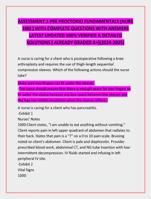 ASSESSMENT 1 PRE PROCTORIO FUNDAMENTALS (NURS  100) ) WITH COMPLETE QUESTIONS WITH ANSWERS  LATEST UPDATED 100%