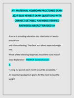 ATI MATERNAL NEWBORN PROCTORED EXAM  2024-2025 NEWEST EXAM QUESTIONS WITH  CORRECT DETAILED ANSWERS