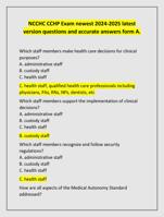 NCCHC CCHP Exam newest 2024-2025 latest  version questions and accurate answers form A.