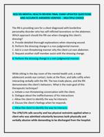 HESI RN MENTAL HEALTH REVIEW FINAL EXAM UPDATED QUESTIONS  AND ACCURATE ANSWERS VERIFIED - MULTIPLE CHOICE