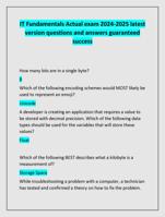 IT Fundamentals Actual exam 2024-2025 latest  version questions and answers guaranteed  success