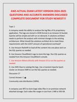AWS ACTUAL EXAM LATEST VERSION 2024-2025  QUESTIONS AND ACCURATE ANSWERS DISCUSSED  COMPELETE DOCUMENT FOR STUDY NEWEST!!!