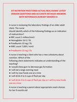 ATI NUTRITION PROCTORED ACTUAL REAL EXAMS' LATEST  VERSION QUESTIONS AND ACCURATE DETAILED ANSWERS  WITH RATIONALES