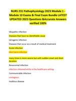 NURS 231 Pathophysiology 2023 Module 1 - Module 10 Exams & Final Exam Bundle LATEST  UPDATED 2023 Questions &Accurate Answers