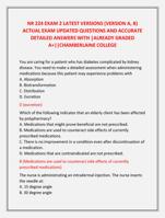 NR 224 EXAM 2 LATEST VERSIONS (VERSION A, B)  ACTUAL EXAM UPDATED QUESTIONS AND ACCURATE  DETAILED ANSWERS