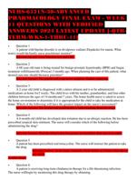 NURS-6521N-30-ADVANCED PHARMACOLOGY FINAL EXAM - WEEK 11 QUESTIONS WITH VERIFIED ANSWERS 2024 LATEST UPDATE