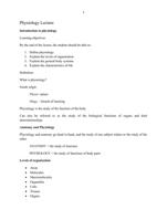 Human Physiology, Body systems Class Notes