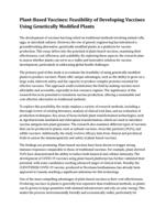 Plant-Based Vaccines: Feasibility of Developing Vaccines Using Genetically Modified Plants