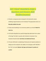 EMT FISDAP READINESS EXAM 1 Questions and Answers 2025 (Verified Answers)