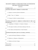 REALISM IN AMERICAN LITERATURE IN THE LATE NINETEENTH AND EARLY TWENTIETH CENTURIES