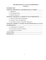 THE PHONOLOGICAL STATUS OF DIPHTHONGS