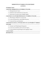 BORROWINGS OF MIDDLE ENGLISH PERIOD