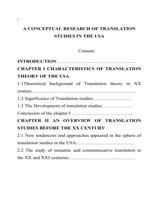 A CONCEPTUAL RESEARCH OF TRANSLATION STUDIES IN THE USA