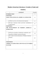 Modern American Literature. A matter of style and mastery