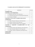 CLASSIFICATION OF SET EXPRESSION IN LINGUISTICS